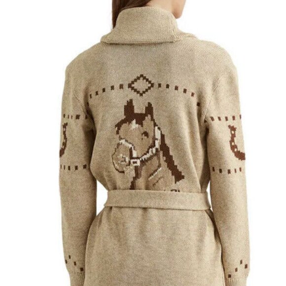 Ralph Lauren Equestrian Intarsia-Knit Cardigan with Horse Motif - Picture 4 of 4